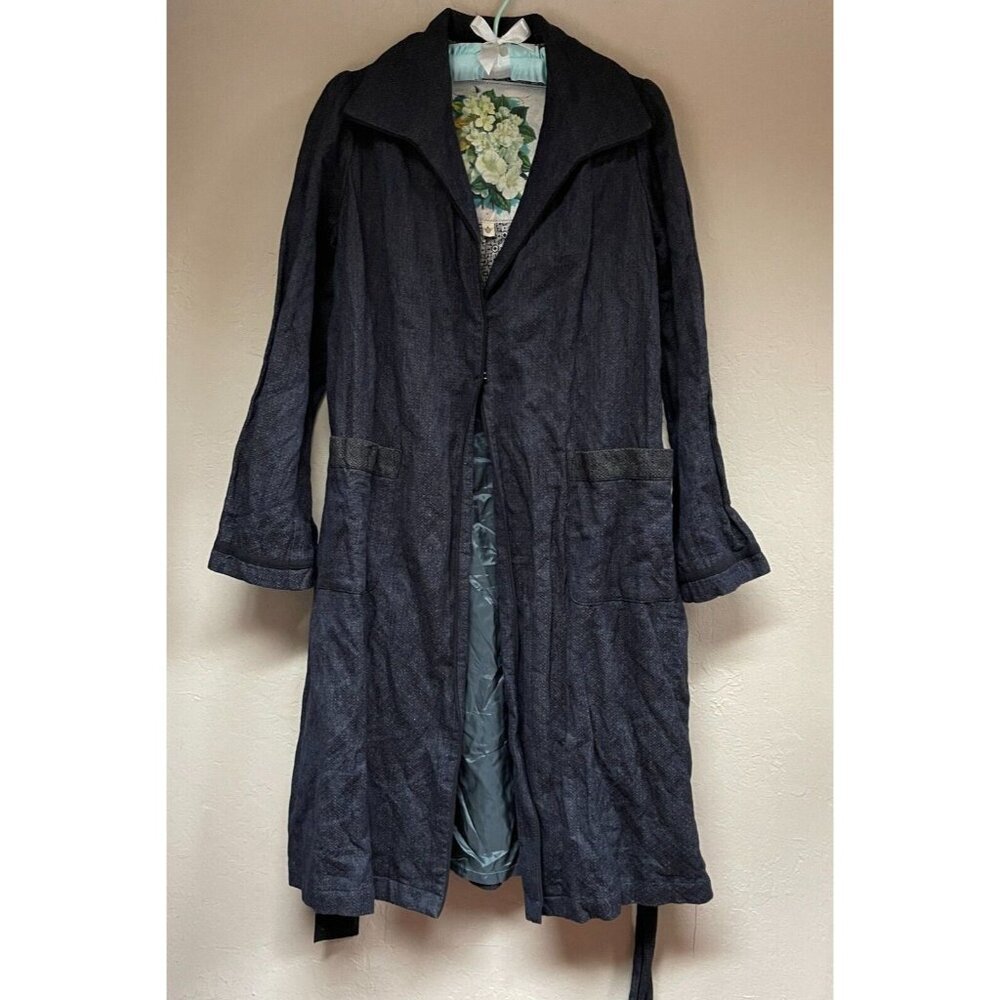 Anthropologie Genuine Burning Torch Wool Blend Belted Coat Jacket Size 2 Black